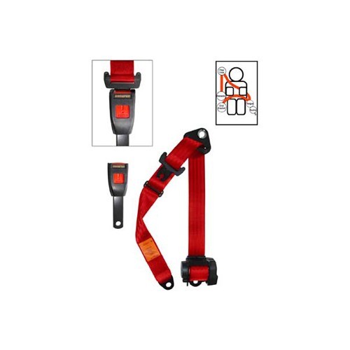  4-point Securon red front seatbelt with inertia reel - UB38081 
