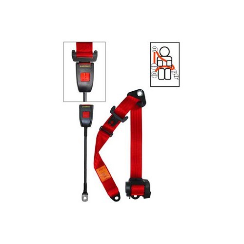  4-point 45 cm Securon red front seatbelt with inertia reel - UB38101 