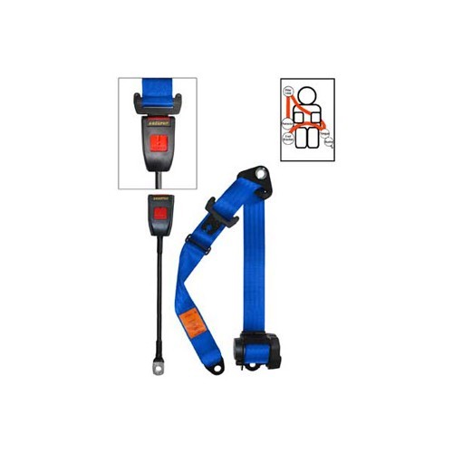  4-point 45 cm Securon blue front seatbelt with inertia reel - UB38102 