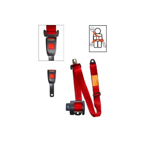  3-point 15 cmSecuron red front seatbelt with inertia reel - UB38111 