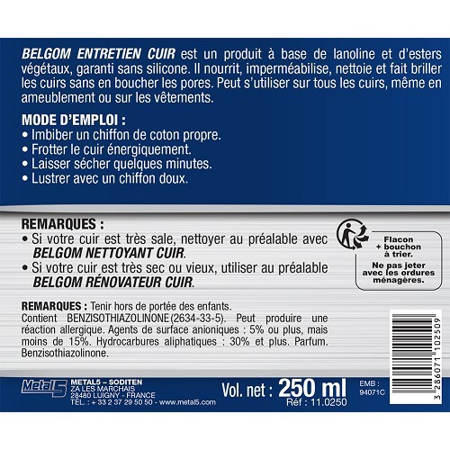  Belgom Leather Care - bottle - 250ml - UC02000-1 