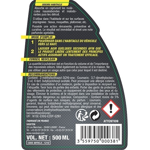  Distruttore di odori NEOCLEAN - Spray - 500 ml - UC03120-1 