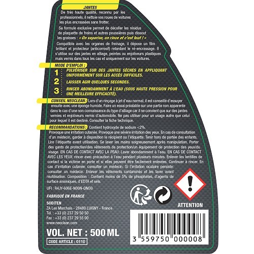 Detergente NEOCLEAN per cerchi verniciati - spray - 500 ml - UC03128-1 