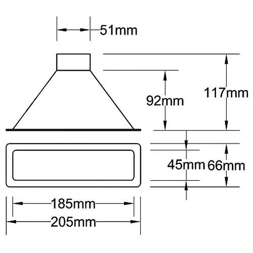  Cuchara de aire rectangular - 205 x 65 mm - UC25180-1 