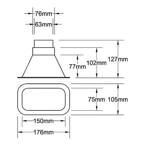  176x105mm for Boa 63mm rectangular air scoop - UC25186-1 