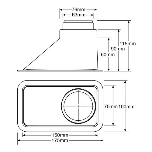  175x100mm for Boa 63-76mm rectangular air scoop - UC25187-1 