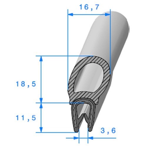  Joint de coffre sur armature métallique - 18,5 x 18,5 mm - UC30315 