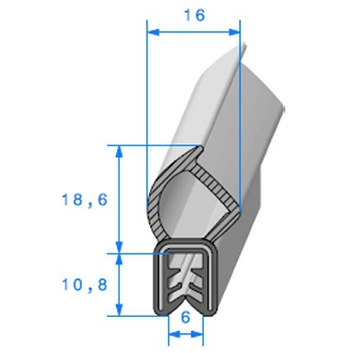     
                
                
    Guarnizione cofano nera - 16 x 10,8 mm - UC30325
