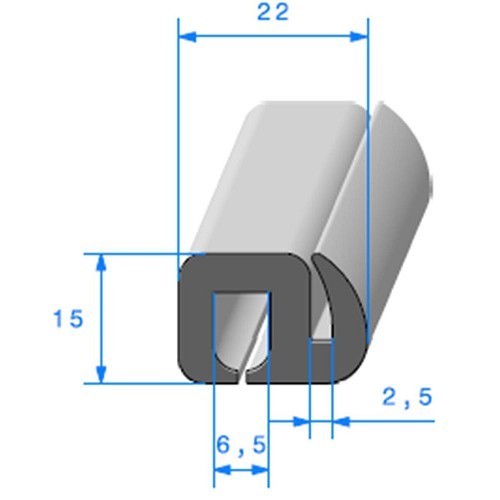  Windschutzscheibendichtung schwarz - 21,5 x 15 mm - UC30575 