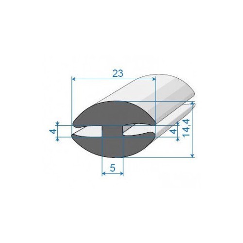 Joint de pare brise en forme de H - 23 x 14,4 mm - UC30655