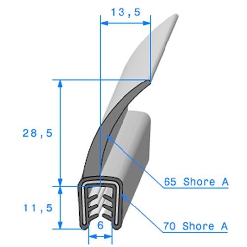     
                
                
    Guarnizione cofano nera - 13,5 x 11,5 mm - UC30760
