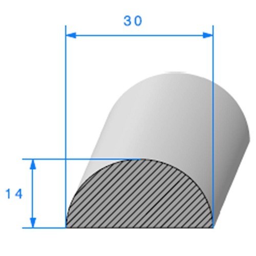  Giunto nero a mezzaluna in gomma - 30 x 14 mm - UC30810 