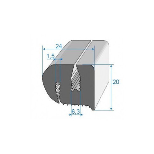  Joint de pare brise noir - 24 x 20 mm - UC30814 