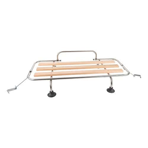  Stainless steel Veronique luggage rack with 3 wooden slats and suction cups - UC30930 