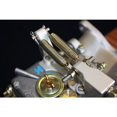 Tiranteria di comando per 2 carburatori WEBER DCOE, montaggio superiore a doppio cavo, aspetto VINTAGE - UC40202