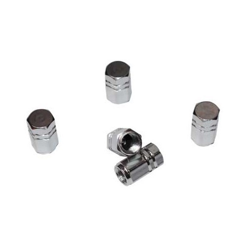  Set of 5 silver-coloured valve caps. - UC60930 