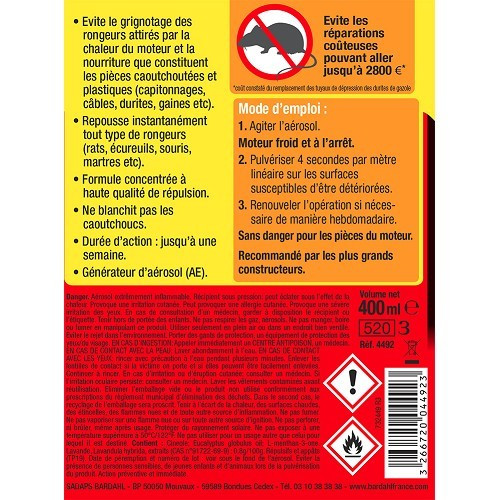  Repelente de roedores BARDAHL - spray - 400ml - UD10264-1 