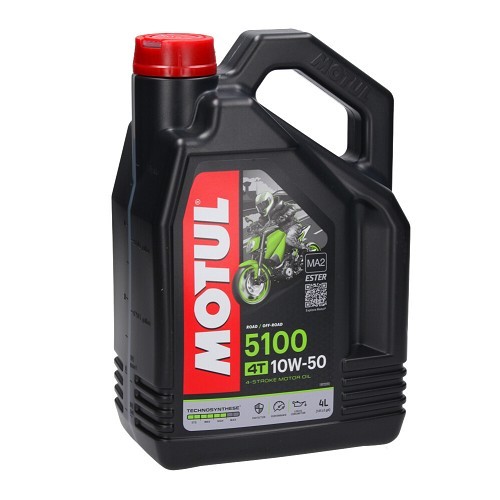     
                
                
    Huile moteur pour moto MOTUL 5100 4T 10W50 - Technosynthèse - 4 Litres - UD10607
