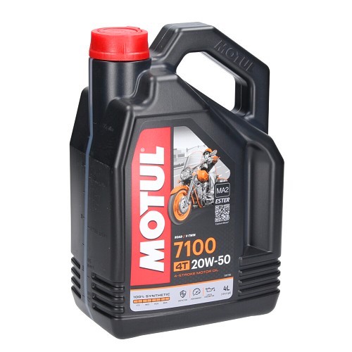     
                
                
    Huile moteur pour moto Motul 7100 4T 20W50 - synthétique - 4 Litres - UD10623

