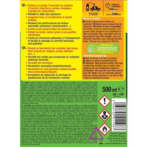  BARDAHL detergente per iniettori di benzina - flacone - 500ml - UD20202-1 