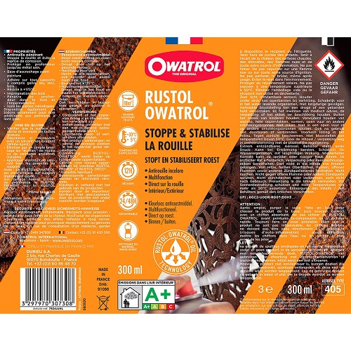 Antirouille incolore multifonction Rustol OWATROL - 1 Litre - UD23008