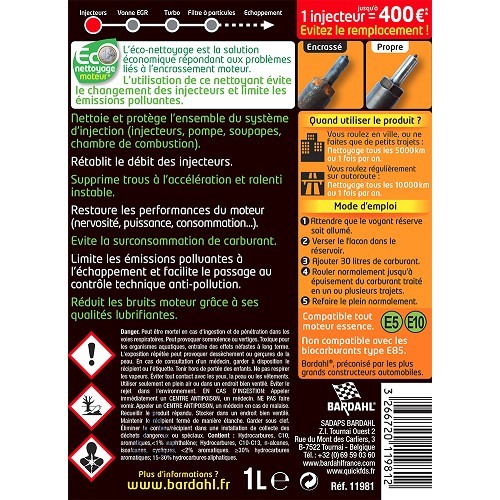 BARDAHL petrol injector cleaner before technical inspection - bottle - 1 Litre - UD23030