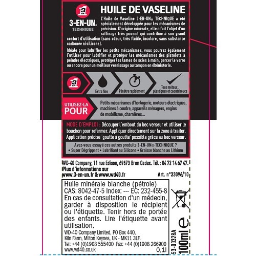  Embalagem de óleo Vaselina 3-EM-UM - 100ml - UD28089-1 