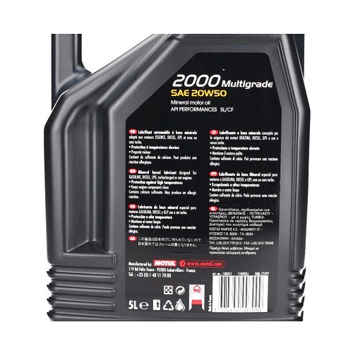 Aceite de motor MOTUL 2000 Multigrade 20W50 - mineral - 5 Litros - UD30008-1 