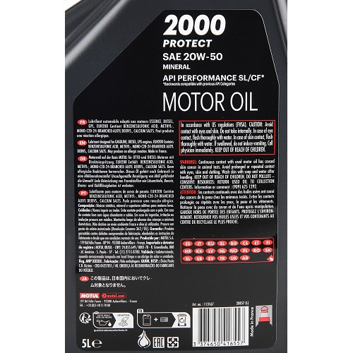 MOTUL 2000 PROTECT 20W50 engine oil - mineral - 5 Liters - UD30008