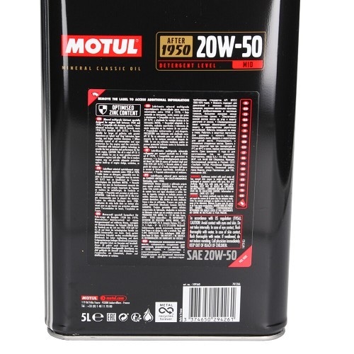 MOTUL Classic 20W50 Motoröl - mineralisch - 5 Liter - UD30025-1 