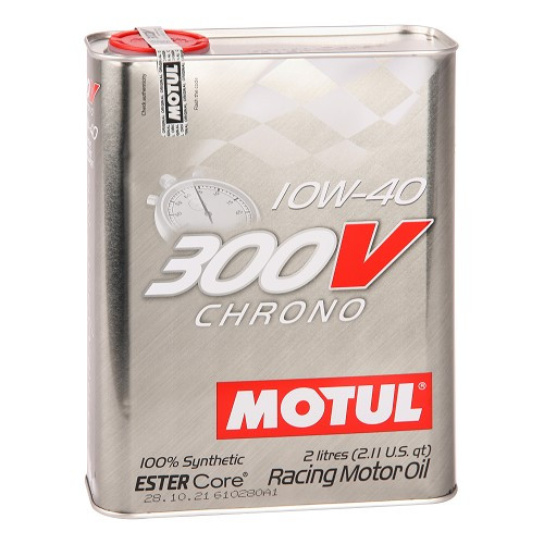     
                
                
    MOTUL 300V Chrono motor oil 10W40 - synthetic - 2 Liters - UD30160
