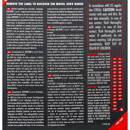 Olio motore MOTUL 300V competition 0w40 - sintetico - 2 Litri - UD30181