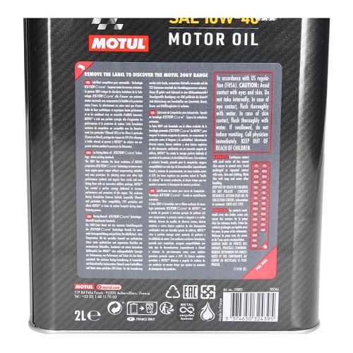  Engine oil MOTUL 300V competition 10w40 - synthetic - 2 Liters - UD30184-1 