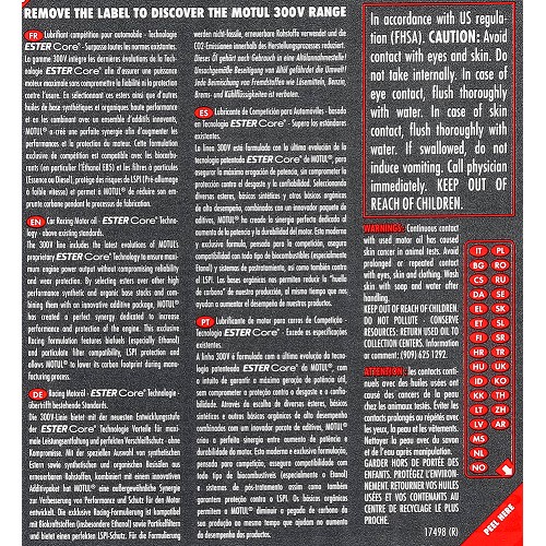 Engine oil MOTUL 300V competition Le Mans 10w60 - synthetic - 5 Liters - UD30193