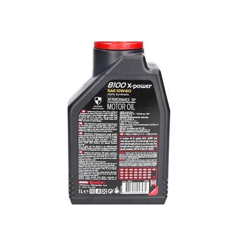 Huile moteur MOTUL 8100 X-POWER 10W60 - 100% synthèse - 1 Litre - UD30307