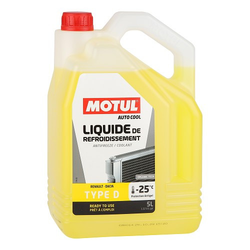     
                
                
    Coolant MOTUL AUTO COOL TYPE D Renault and Dacia organic tech -25°C - yellow - 5 Liters - UD30368
