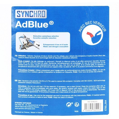  Additivo antinquinamento AD BLUE per motori diesel, lattina da 5 litri - UD30377-1 