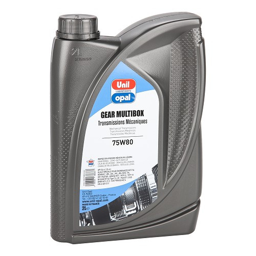     
                
                
    Manual gearbox oil UNIL OPAL GEAR MULTIBOX 75W80 - mineral - 2 Litres - UD30414
