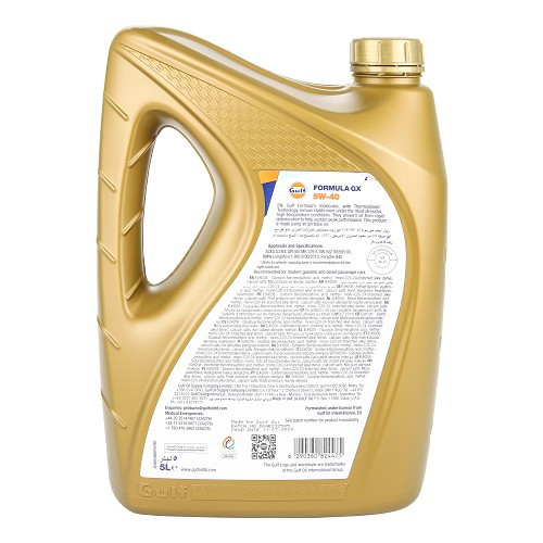 GULF Formula GX 5W40 Engine Oil - 100% synthetic - 5 Liters - UD30453