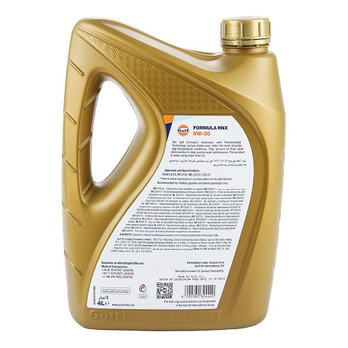 Motoröl GULF Formula RNX 5W30 Renault RN0720 - 100% Synthese - 4 Liter - UD30459
