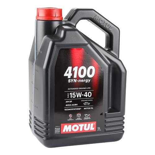     
                
                
    MOTUL 4100 Syn-Nergy 15W40 engine oil - Technosynthèse - 5 Litres - UD30472
