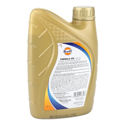 GULF Formula VFE 0W20 PORSCHE C20 engine oil - 100% synthetic - 1 Litre - UD30473