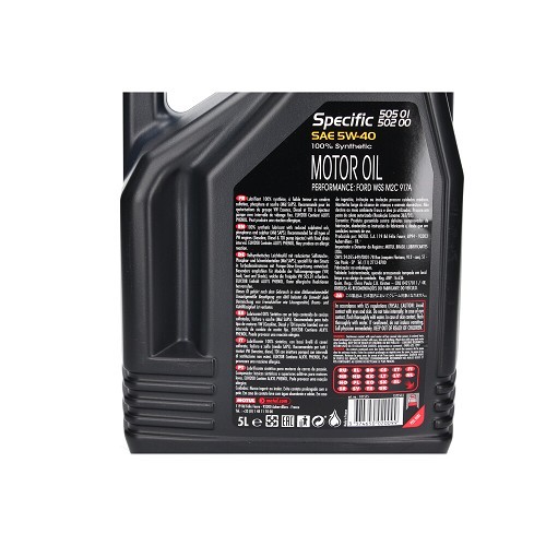  Huile moteur MOTUL Specific 505 01 502 00 5W40 - 100% synthèse - 5 Litres - UD30709-2 