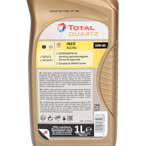 TotalEnergies Quartz Ineo Racing 10W60 Motoröl - Synthese - 1 Liter - UD30810