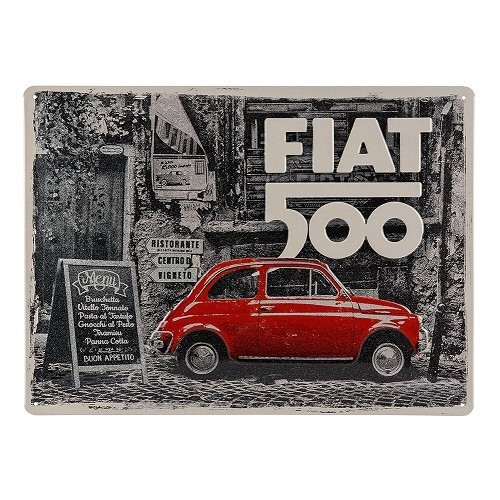  FIAT 500 metalen naamplaatje - 30 x 40 cm - UF01323 