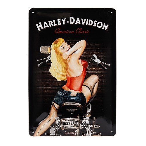  Placa decorativa metálica HARLEY DAVIDSON BIKER BABE - 20 x 30 cm - UF01374 