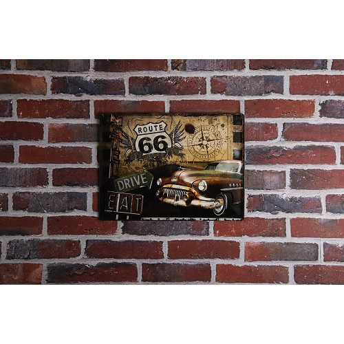 ROUTE 66 DRIVE EAT decorative metallic plaque - 30 x 40 cm - UF01376