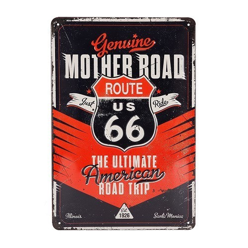  Placa decorativa metálica «ROUTE 66 MOTHER ROAD» - 20 x 30 cm - UF01377 