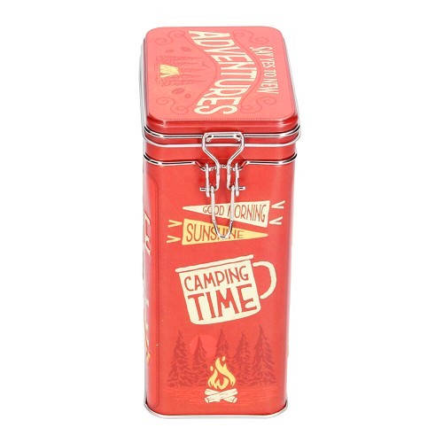  COFFEE TIME CAMP LIFE scatola decorativa in metallo con clip - 7,5 x 11 x 17,5 cm - UF01424-1 