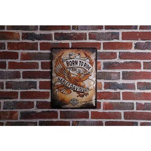 Plaque décorative métallique HARLEY DAVIDSON BORN TO RIDE - 30 x 40 cm - UF01479
